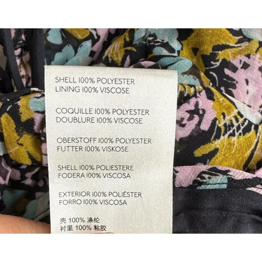 Free People Mabel Lace-Up Top XS Blouse Smocked Floral Bohemian Long Puff Sleeve